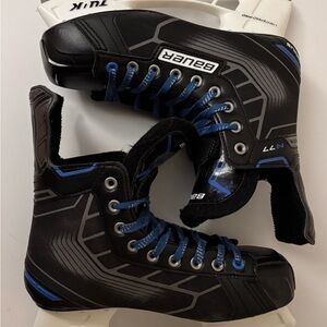 Bauer Black and Blue Ice Hockey Skates with High Ankle Support and Padded Tongue